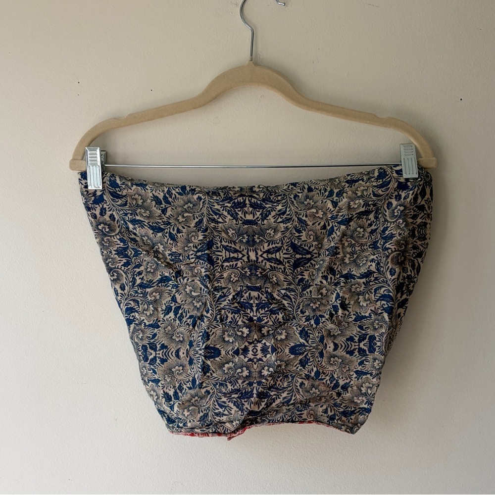Tie-Front Paisley Print Tank Top - Blue & Coral - Picture 5 of 6